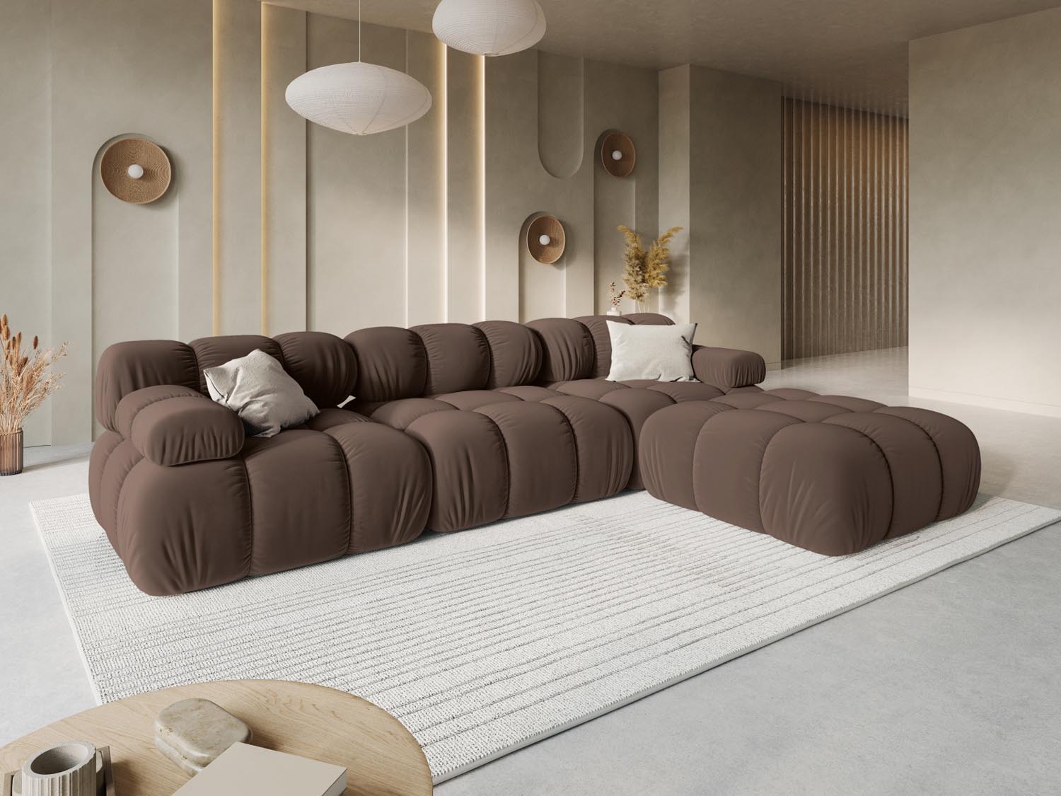 Entdecken Sie das stilvolle Bellis Velour Sofa 3 Sitzer von Micadoni – modular, bequem und perfekt für Ihr modernes Zuhause.