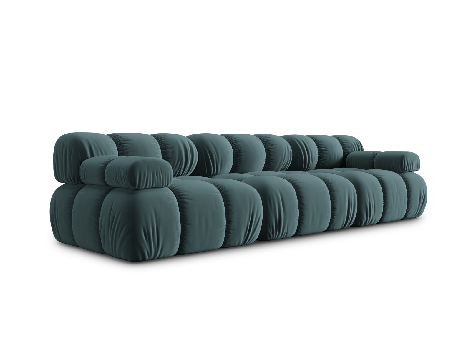 Modulares 3-Sitzer Sofa Bellis in sanftem Türkis, aus Velours, perfekt für entspannte Stunden und stilvolle Einrichtungsideen.