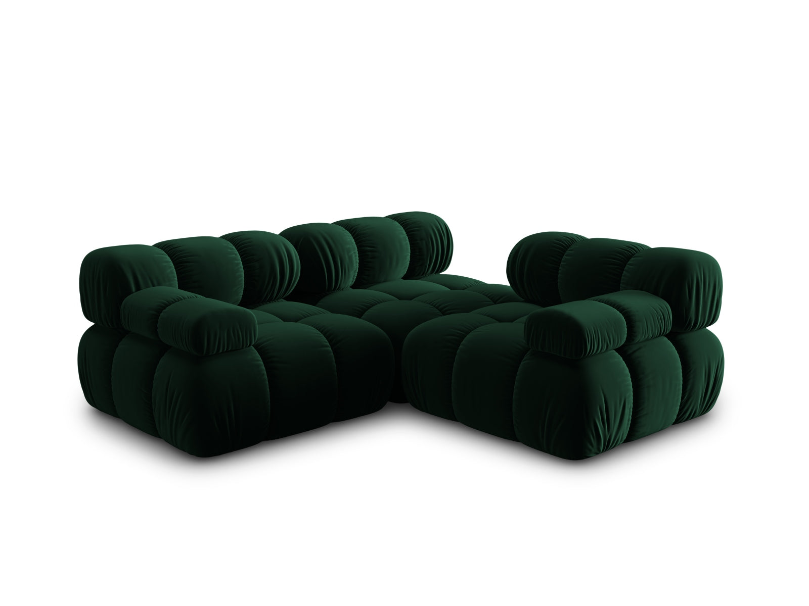 Elegantes 3-Sitzer Sofa Bellis aus weichem Velours, perfekt für stilvolle Wohnräume und flexible Einrichtungslösungen.