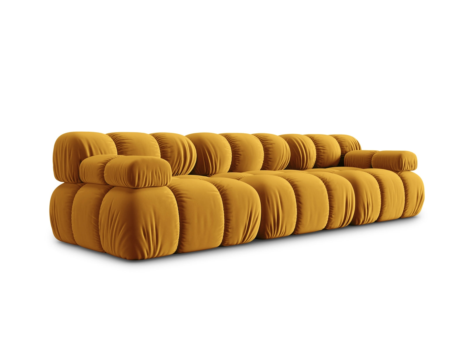 Modulares Bellis Velour Sofa in Gelb-Blau, 3-Sitzer mit 94 cm Breite, perfekt für stilvolle und flexible Wohnkonzepte.