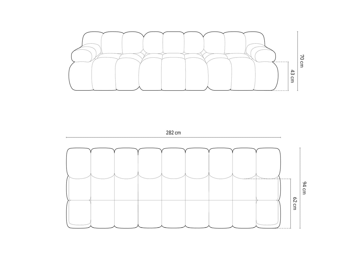Bellis Velour modulares Sofa 3 Sitzer 94cm in Cappuccino-Bluvel präsentiert im Onlineshop von KAQTU Design AG. 3er Sofa ist von Micadoni