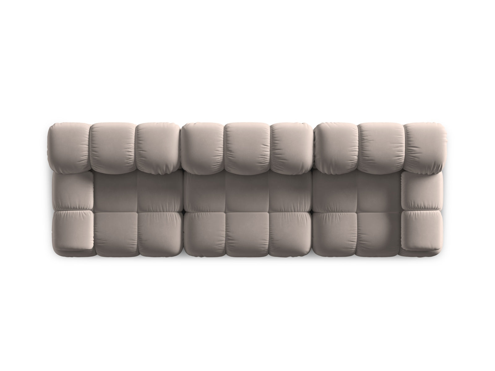 Elegantes 3-Sitzer Sofa Bellis aus weichem Velours, 94 cm breit, in stilvollem Cappuccino-Bluvel, ideal für gemütliche Wohnräume.
