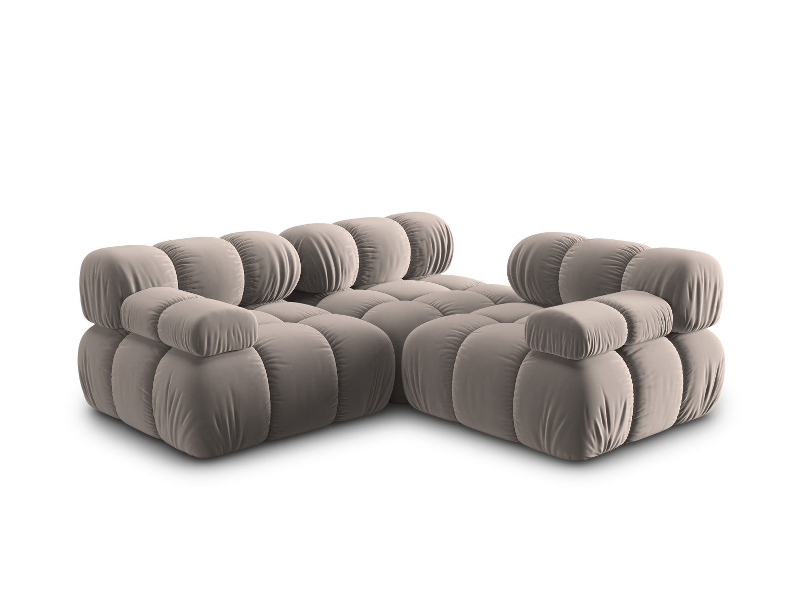 Elegantes 3-Sitzer Sofa Bellis aus weichem Velours, 94 cm breit, in modernem Cappuccino-Bluvel, ideal für gemütliche Wohnräume.