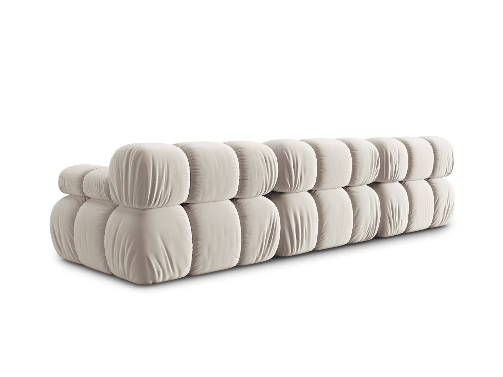 Modulares 3-Sitzer Sofa Bellis in edlem Velours, vielseitig einsetzbar und perfekt für stilvolle Wohnkonzepte in Dunkelbeige.