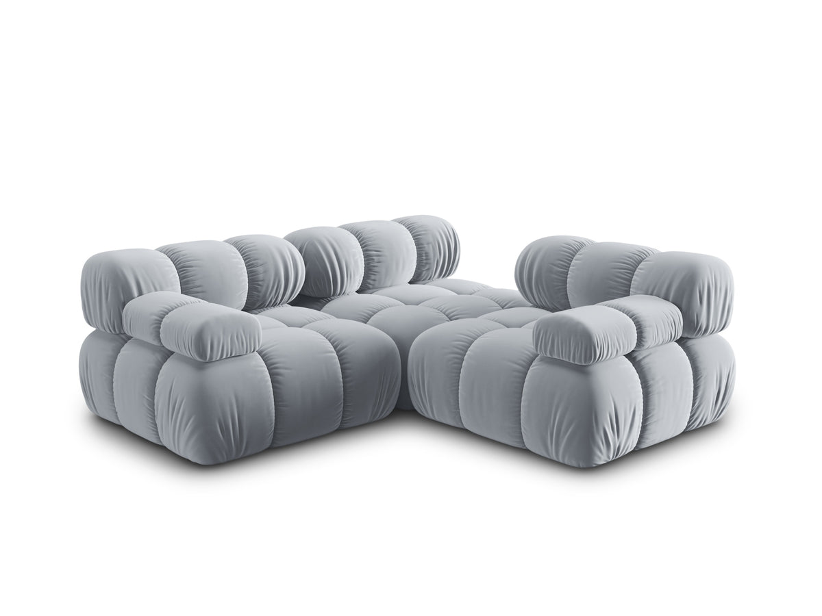 Bellis Velour modulares Sofa 3 Sitzer 94cm in Light Blue-Bluvel präsentiert im Onlineshop von KAQTU Design AG. 3er Sofa ist von Micadoni