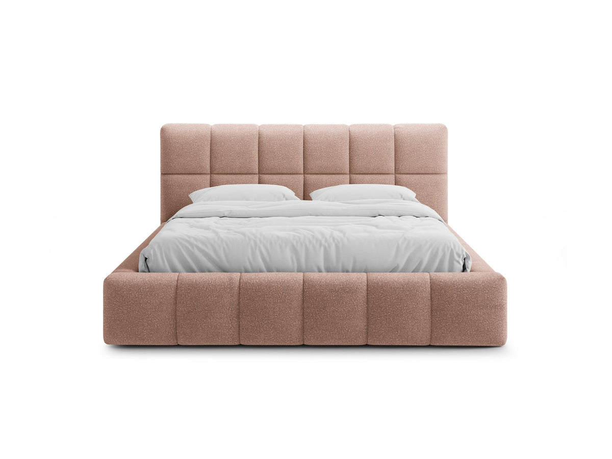 Bellis Ablagebett mit Kopfteil von Micadoni in Gelb, Bezug aus Bluvel-Stoff, schwarze Kunststoffbeine, gepolstertes Kopfteil mit Ziernähten.