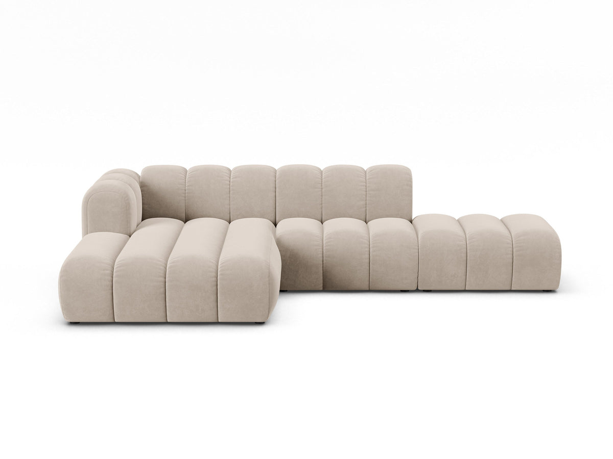 Lupine Velour modulares Ecksofa open links 5 Sitzer in Beige-Salvador präsentiert im Onlineshop von KAQTU Design AG. L-Sofa links ist von Micadoni