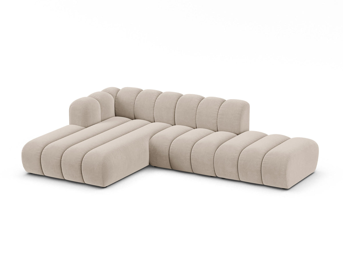 Lupine Velour modulares Ecksofa open links 5 Sitzer in Beige-Salvador präsentiert im Onlineshop von KAQTU Design AG. L-Sofa links ist von Micadoni