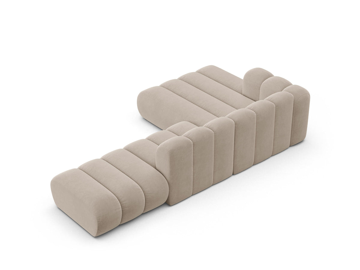 Lupine Velour modulares Ecksofa open links 5 Sitzer in Beige-Salvador präsentiert im Onlineshop von KAQTU Design AG. L-Sofa links ist von Micadoni