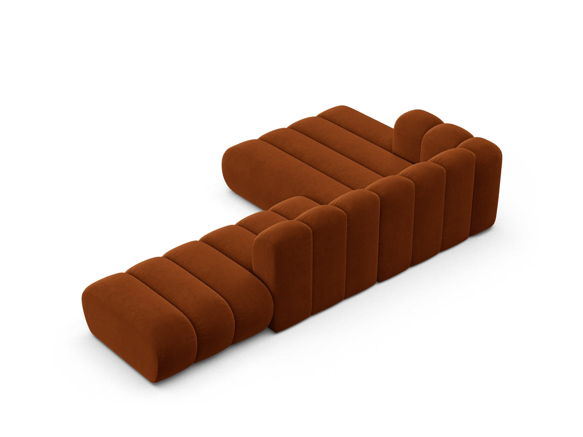 Lupine Velour modulares Ecksofa open links 5 Sitzer in Terracotta-Salvador präsentiert im Onlineshop von KAQTU Design AG. L-Sofa links ist von Micadoni