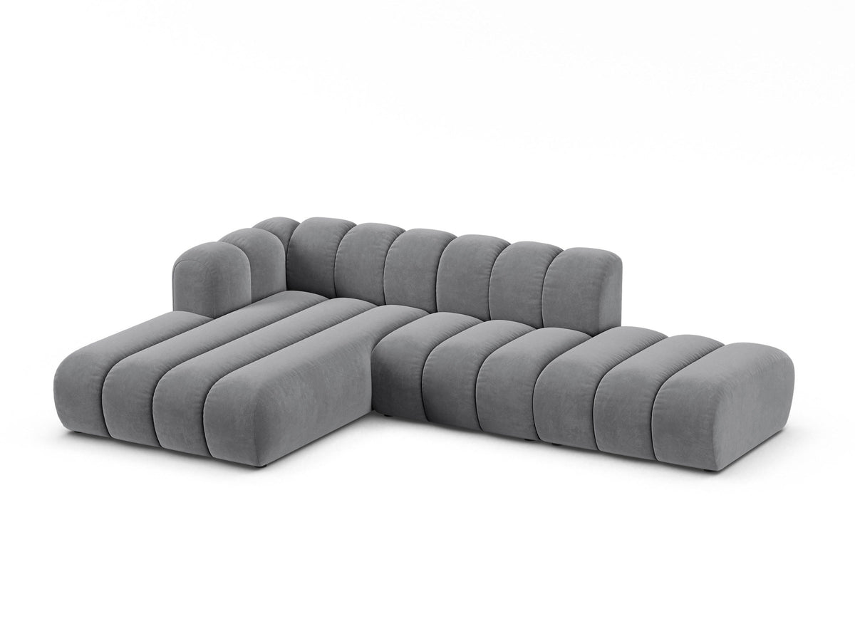 Lupine Velour modulares Ecksofa open links 5 Sitzer in Grey-Salvador präsentiert im Onlineshop von KAQTU Design AG. L-Sofa links ist von Micadoni