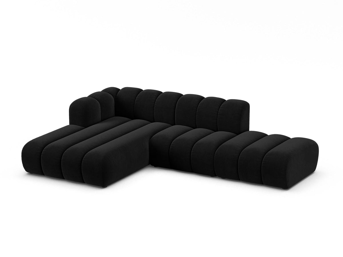 Lupine Velour modulares Ecksofa open links 5 Sitzer in Black-Salvador präsentiert im Onlineshop von KAQTU Design AG. L-Sofa links ist von Micadoni