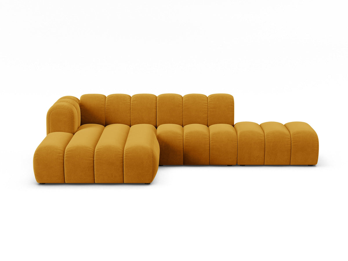 Lupine Velour modulares Ecksofa open links 5 Sitzer in Yellow-Salvador präsentiert im Onlineshop von KAQTU Design AG. L-Sofa links ist von Micadoni