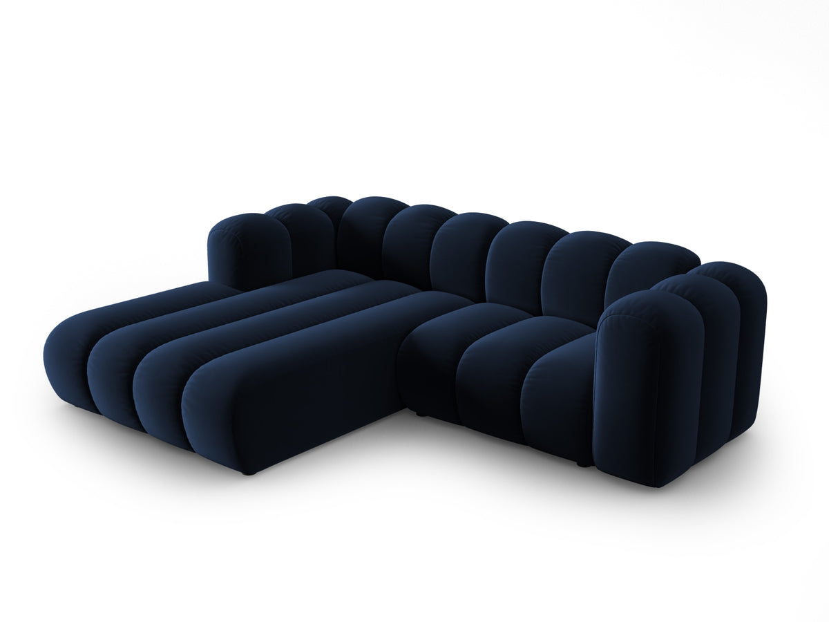 Lupine Velour modulares Ecksofa links 3 Sitzer in Royal Blue-Salvador präsentiert im Onlineshop von KAQTU Design AG. L-Sofa links ist von Micadoni