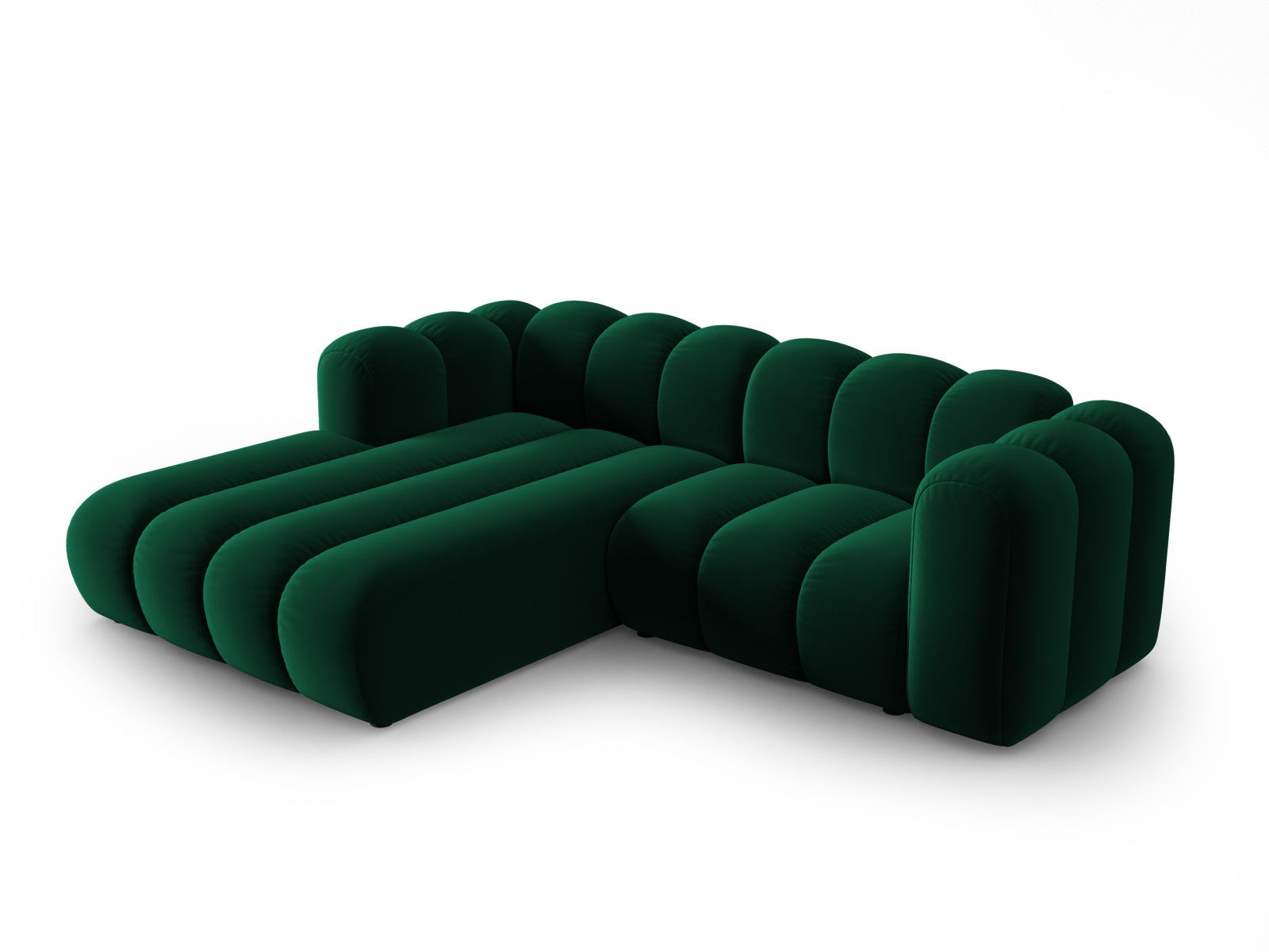Elegantes, modulares Ecksofa in Flaschengrün, linksseitig, 3-Sitzer von Micadoni, ideal für stilvolle Wohnräume.