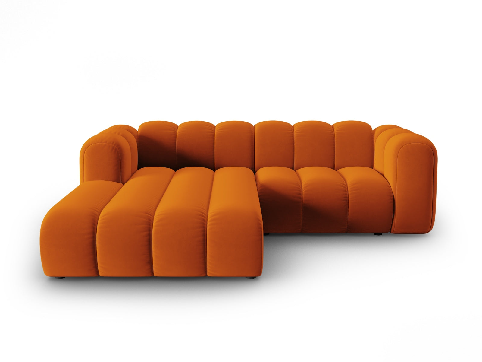 Lupine Velour modulares Ecksofa links 3 Sitzer in Terracotta-Salvador präsentiert im Onlineshop von KAQTU Design AG. L-Sofa links ist von Micadoni