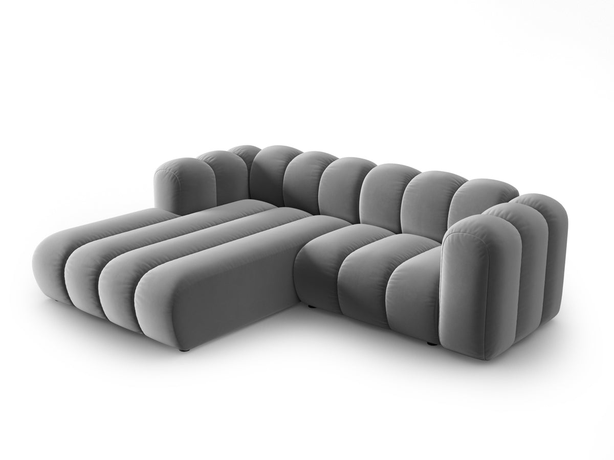 Lupine Velour modulares Ecksofa links 3 Sitzer in Grey-Salvador präsentiert im Onlineshop von KAQTU Design AG. L-Sofa links ist von Micadoni