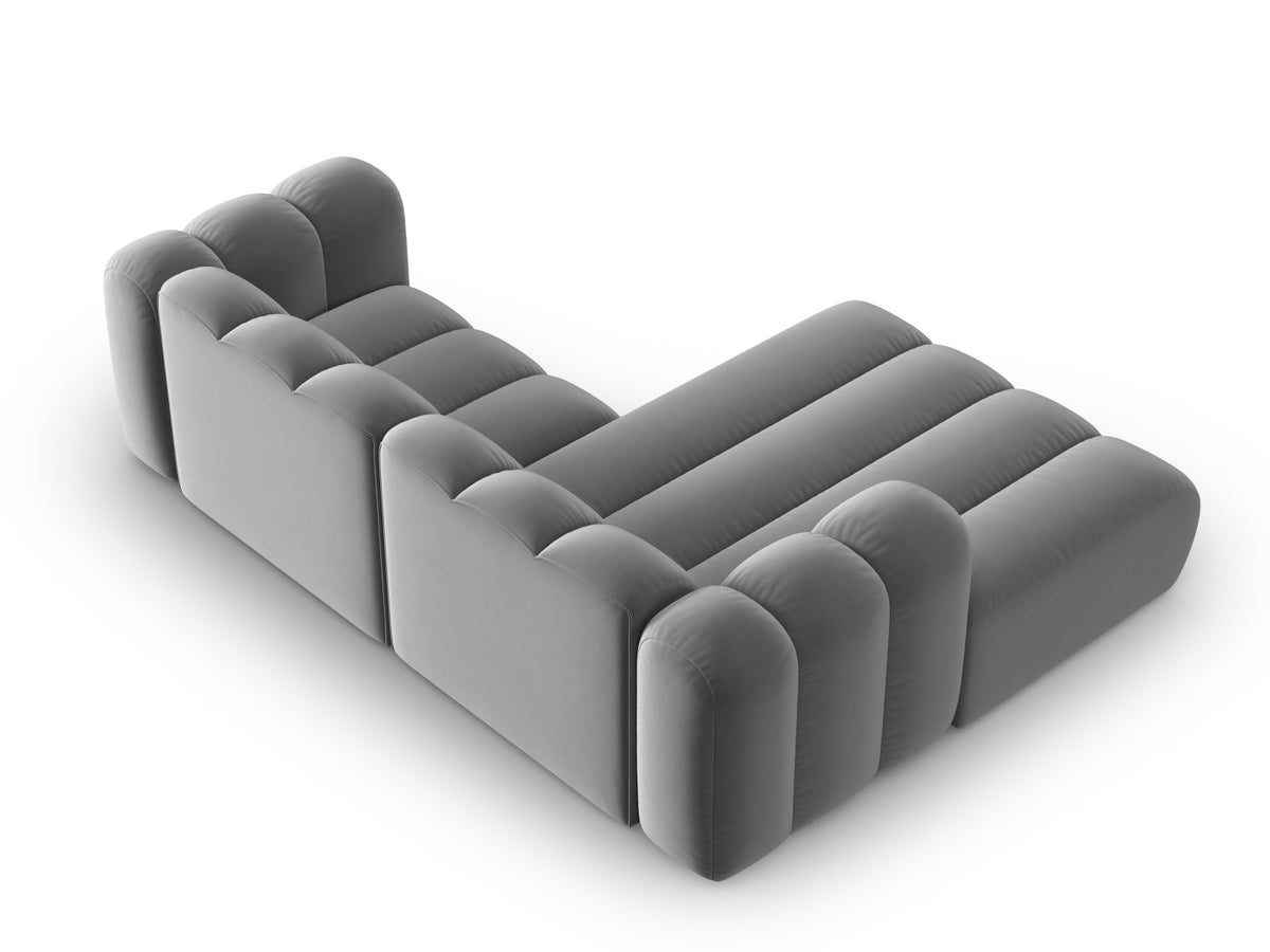 Lupine Velour modulares Ecksofa links 3 Sitzer in Grey-Salvador präsentiert im Onlineshop von KAQTU Design AG. L-Sofa links ist von Micadoni