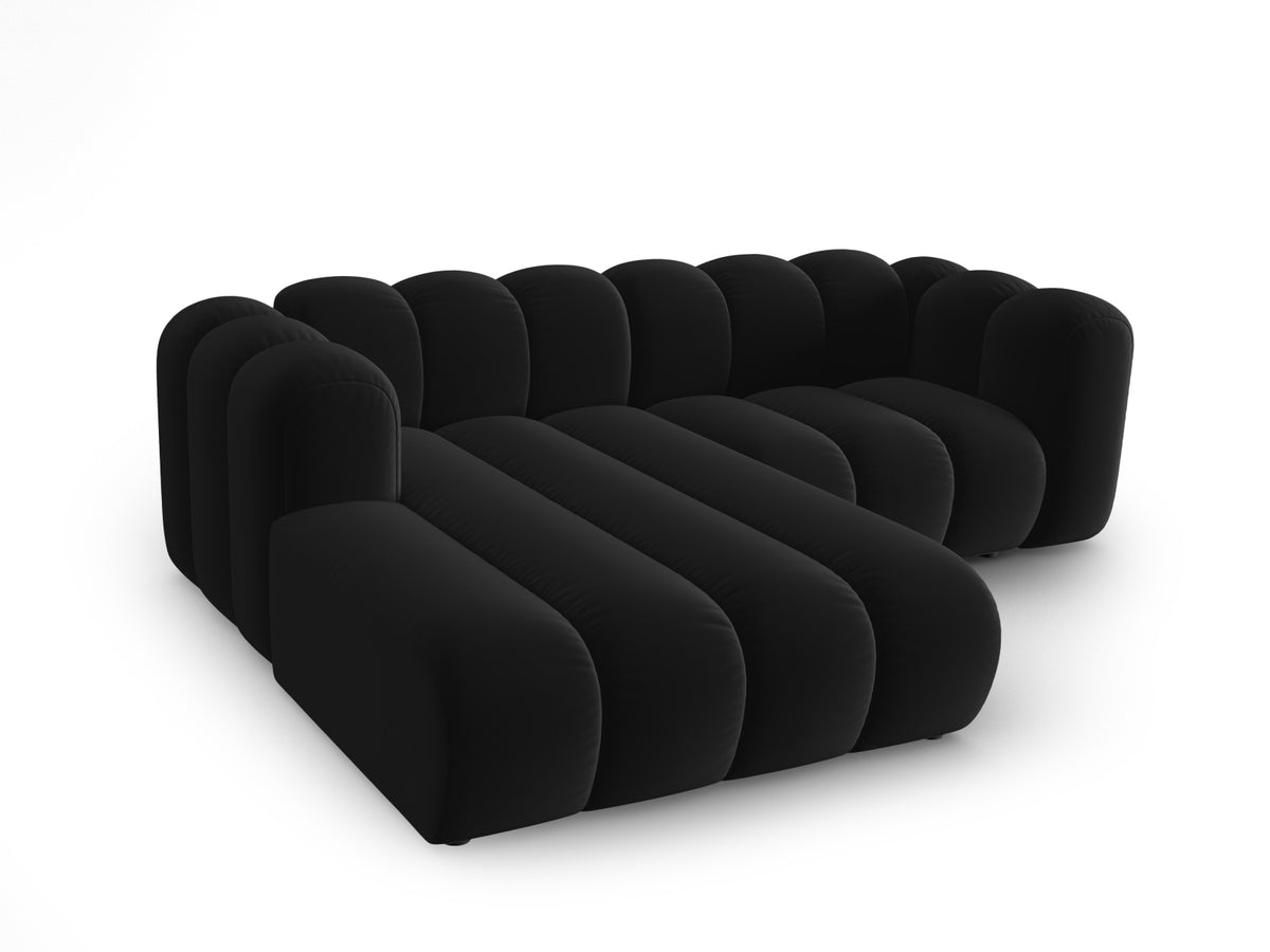 Lupine Velour modulares Ecksofa links 3 Sitzer in Black-Salvador präsentiert im Onlineshop von KAQTU Design AG. L-Sofa links ist von Micadoni