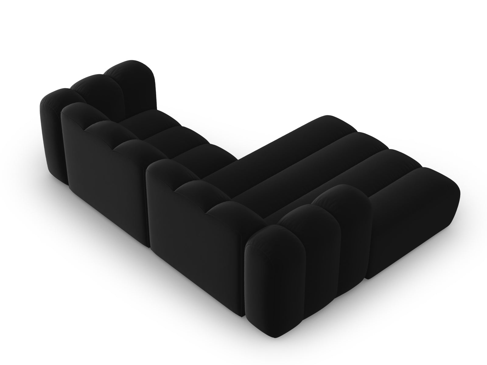 Elegantes, modulares Ecksofa in Velours, linksseitig, ideal für stilvolle Wohnräume und flexible Einrichtungslösungen von Micadoni.