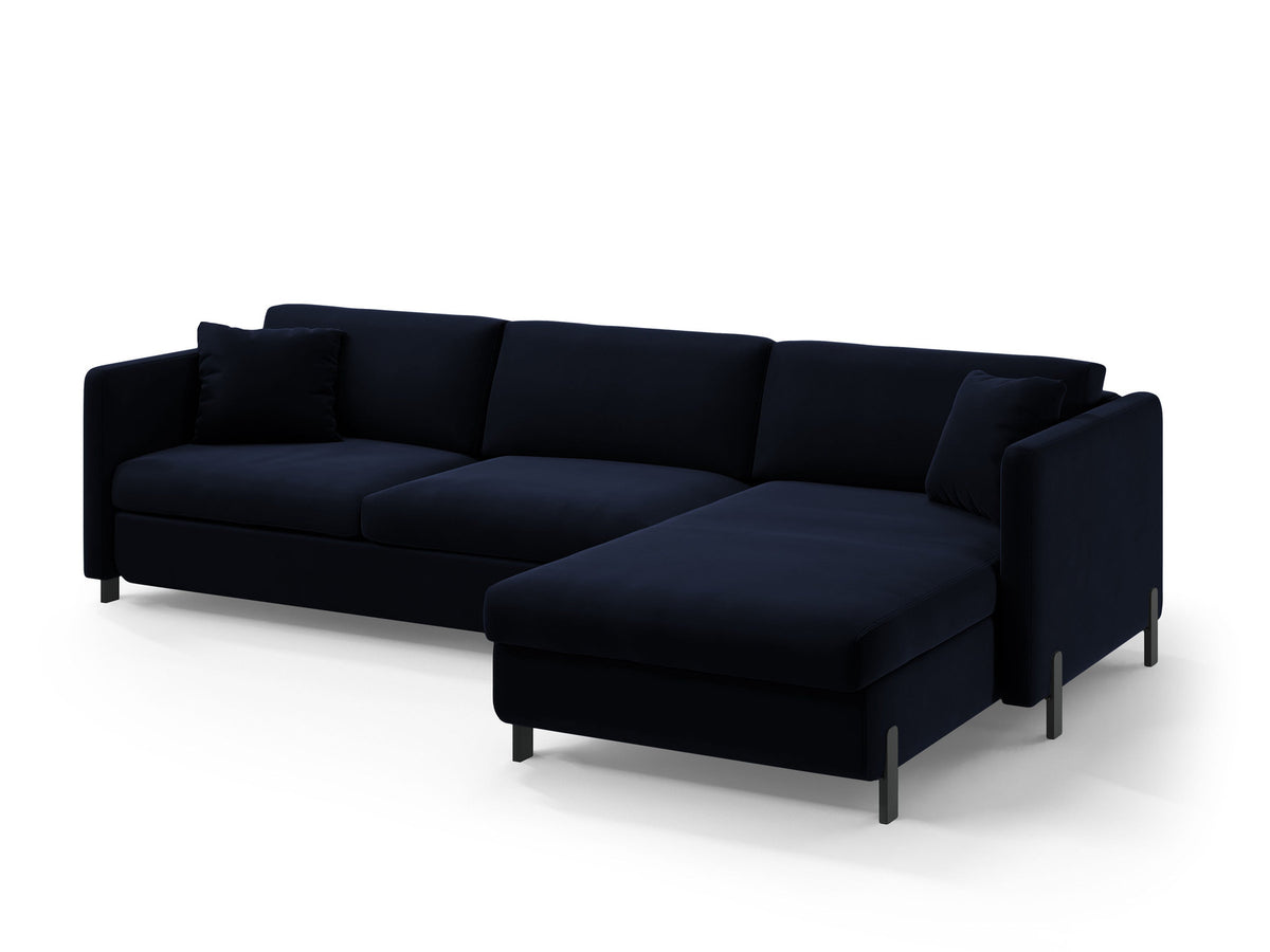 Gloria Velour Ecksofa rechts mit Schlaffunktion und Stauraum 4 Sitzer in Royal Blue-Salvador präsentiert im Onlineshop von KAQTU Design AG. Bettsofa rechts ist von Micadoni