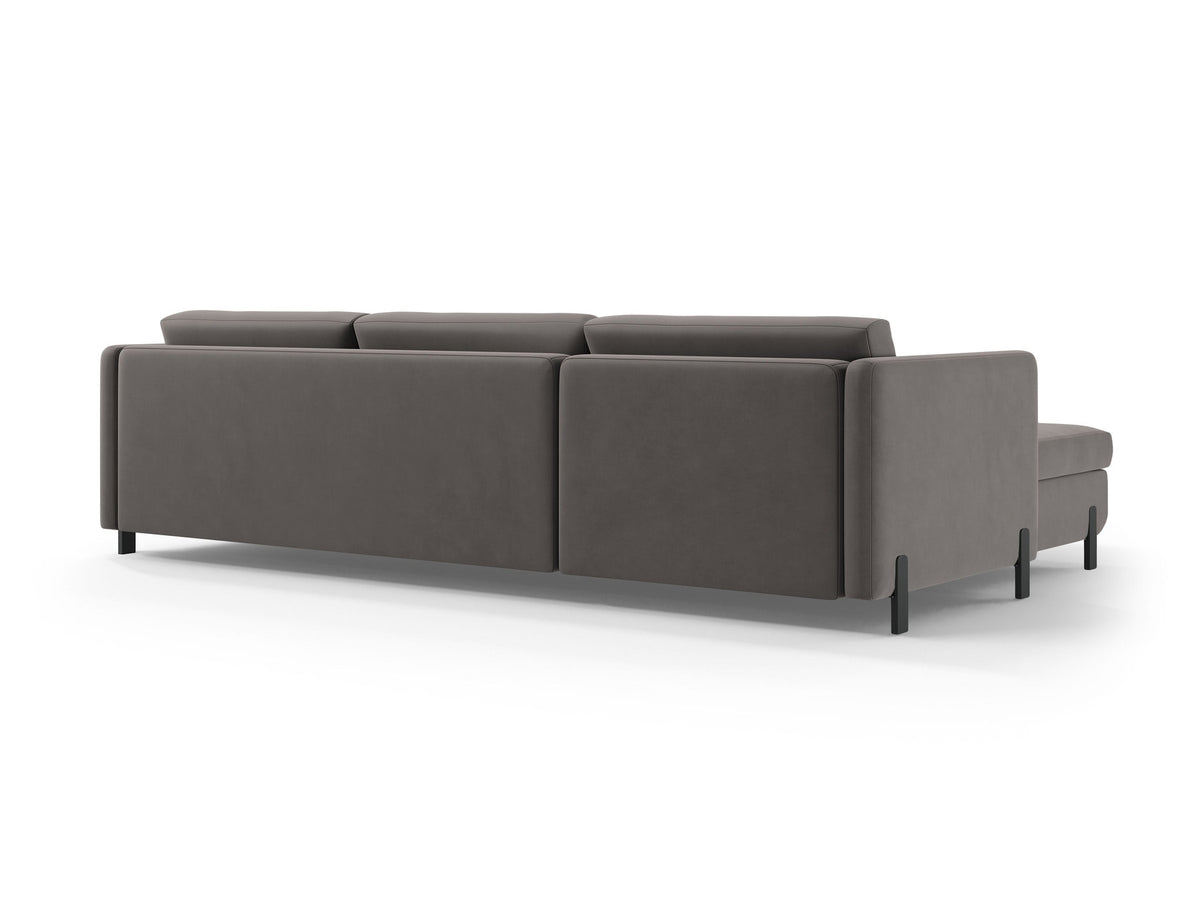 Gloria Velour Ecksofa rechts mit Schlaffunktion und Stauraum 4 Sitzer in Grey-Salvador präsentiert im Onlineshop von KAQTU Design AG. Bettsofa rechts ist von Micadoni