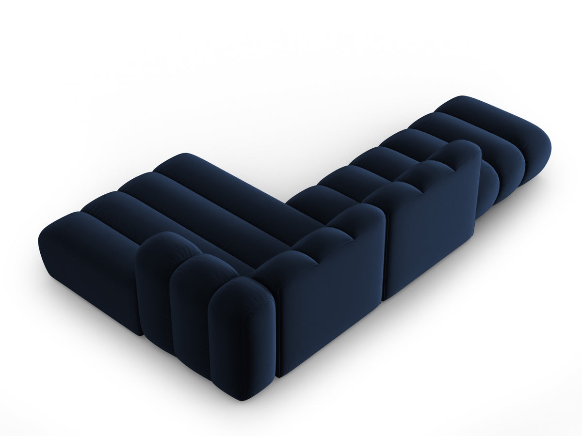 Lupine Velour modulares Ecksofa open rechts 5 Sitzer in Royal Blue-Salvador präsentiert im Onlineshop von KAQTU Design AG. L-Sofa rechts ist von Micadoni