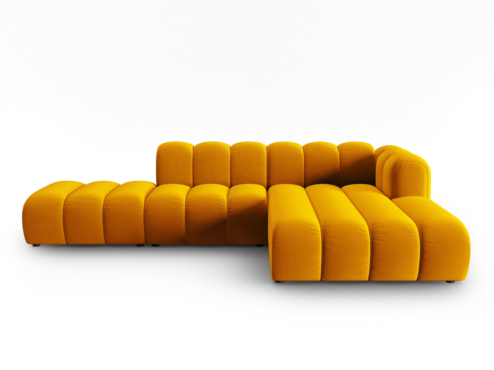 Lupine Velour modulares Ecksofa open rechts 5 Sitzer in Yellow-Salvador präsentiert im Onlineshop von KAQTU Design AG. L-Sofa rechts ist von Micadoni
