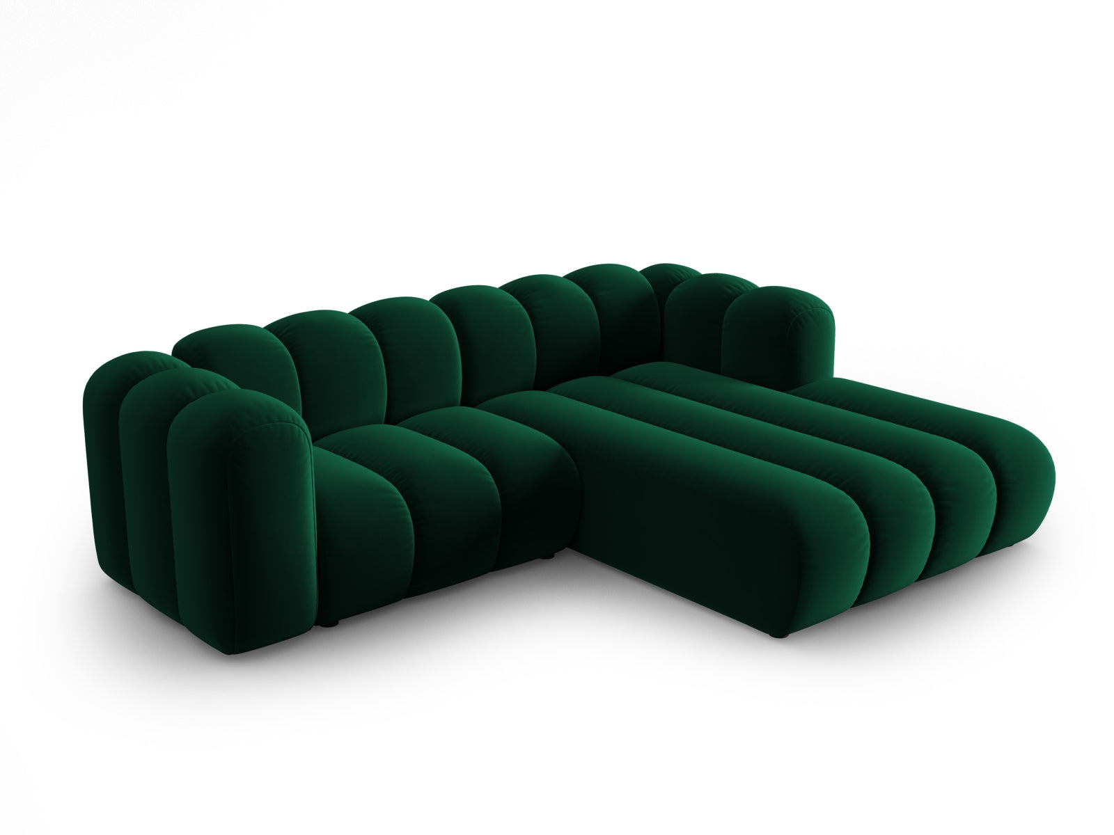 Elegantes, modulares Ecksofa in Bottle Green mit 3 Sitzen, ideal für stilvolle Wohnräume, präsentiert von Micadoni.