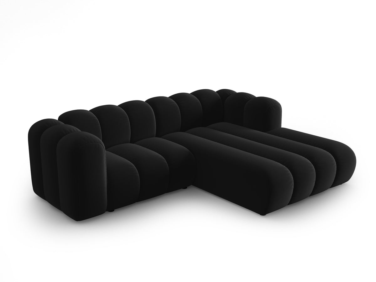 Lupine Velour modulares Ecksofa rechts 3 Sitzer in Black-Salvador präsentiert im Onlineshop von KAQTU Design AG. L-Sofa rechts ist von Micadoni