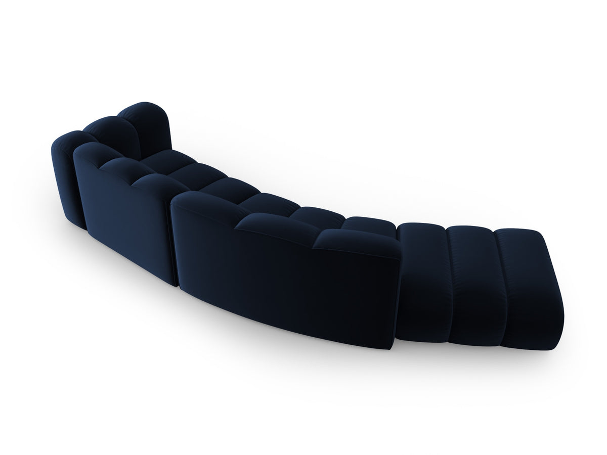Lupine Velour modulares Sofa links 5 Sitzer in Royal Blue-Salvador präsentiert im Onlineshop von KAQTU Design AG. L-Sofa links ist von Micadoni