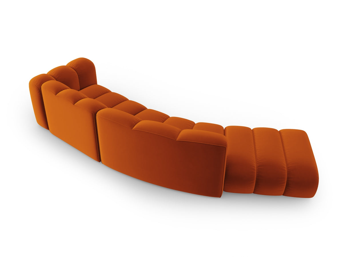 Lupine Velour modulares Sofa links 5 Sitzer in Terracotta-Salvador präsentiert im Onlineshop von KAQTU Design AG. L-Sofa links ist von Micadoni