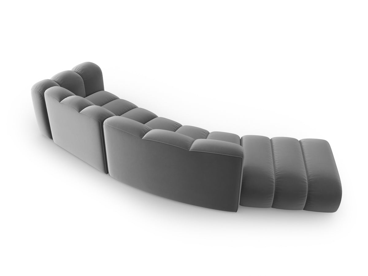 Lupine Velour modulares Sofa links 5 Sitzer in Grey-Salvador präsentiert im Onlineshop von KAQTU Design AG. L-Sofa links ist von Micadoni