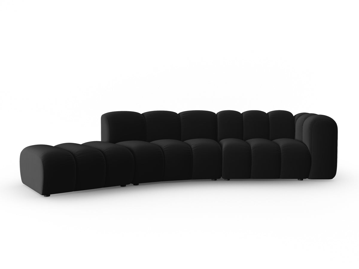 Lupine Velour modulares Sofa links 5 Sitzer in Black-Salvador präsentiert im Onlineshop von KAQTU Design AG. L-Sofa links ist von Micadoni