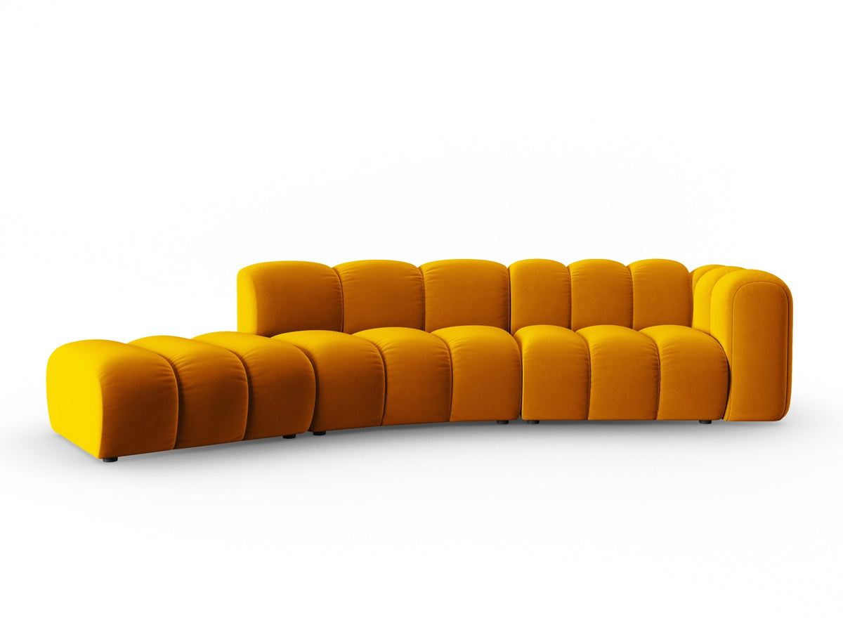 Lupine Velour modulares Sofa links 5 Sitzer in Yellow-Salvador präsentiert im Onlineshop von KAQTU Design AG. L-Sofa links ist von Micadoni