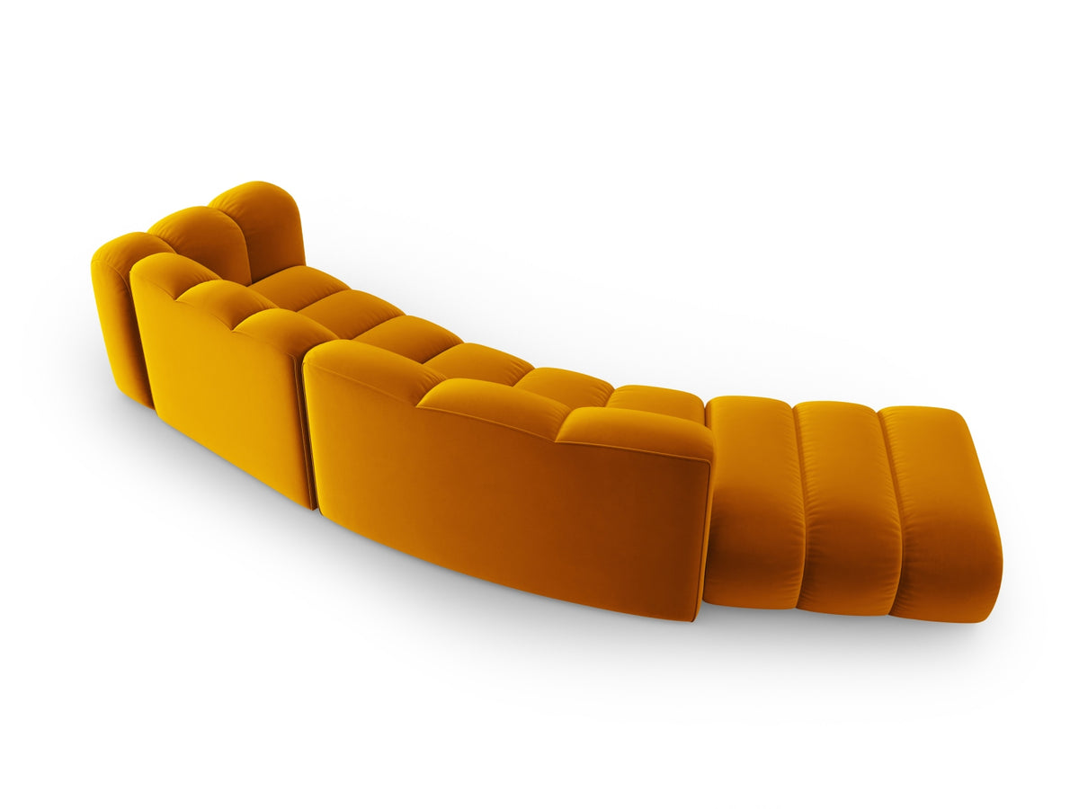 Lupine Velour modulares Sofa links 5 Sitzer in Yellow-Salvador präsentiert im Onlineshop von KAQTU Design AG. L-Sofa links ist von Micadoni