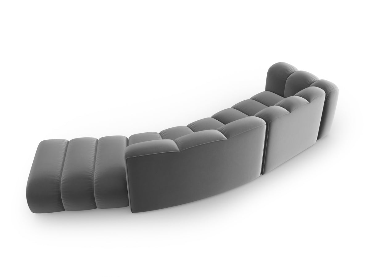 Lupine Velour modulares Sofa rechts 5 Sitzer in Grey-Salvador präsentiert im Onlineshop von KAQTU Design AG. L-Sofa rechts ist von Micadoni