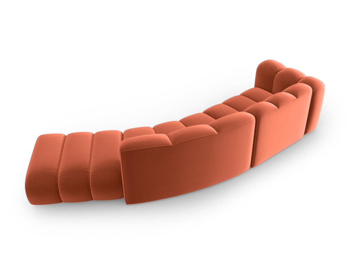 Lupine Velour modulares Sofa rechts 5 Sitzer in Coral-Salvador präsentiert im Onlineshop von KAQTU Design AG. L-Sofa rechts ist von Micadoni