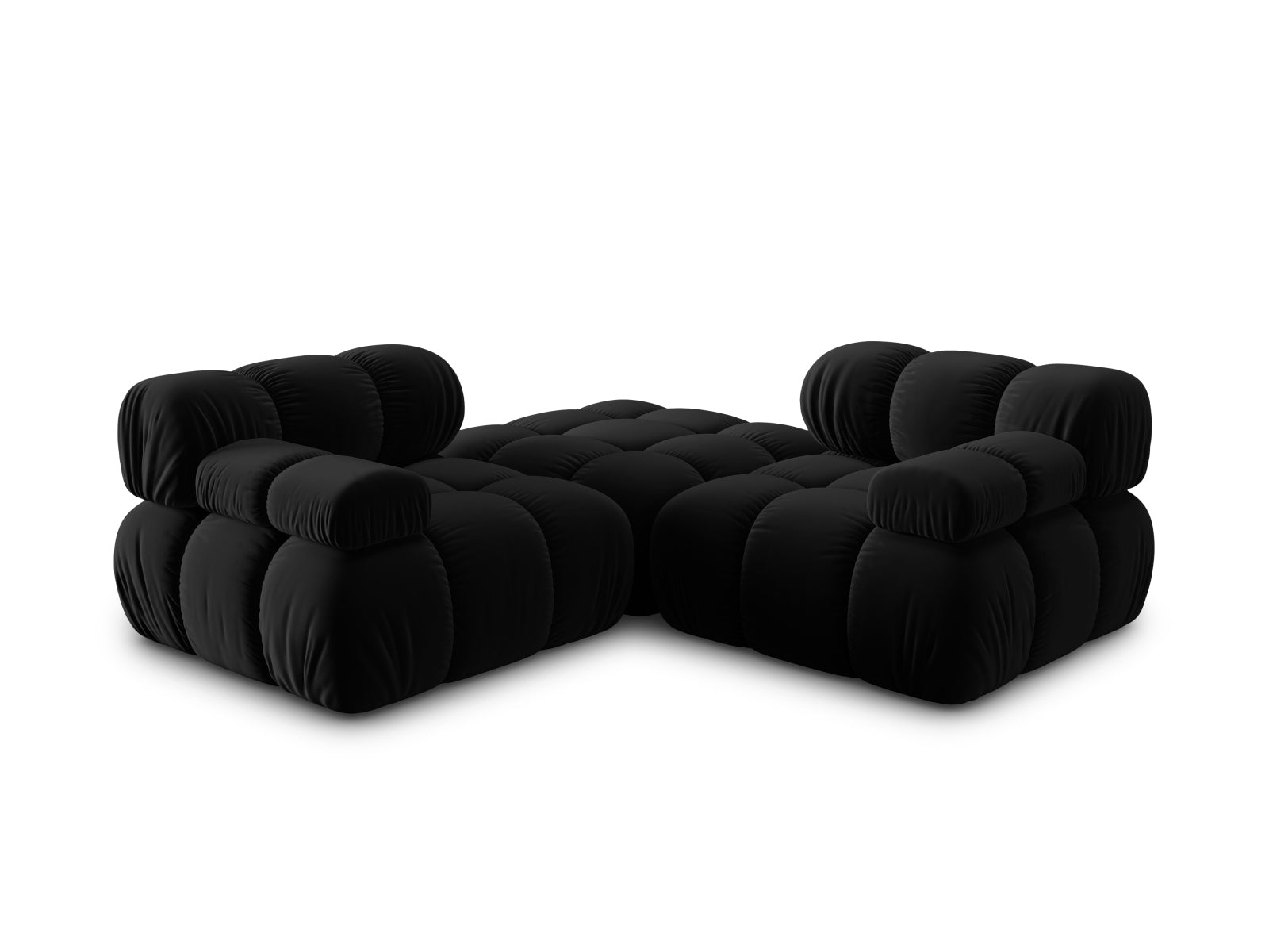 Erleben Sie das Bellis Velour Sofa 3 Sitzer von Micadoni – ein elegantes, modulares Möbelstück, das Komfort und individuelle Gestaltungsmöglichkeiten bietet.