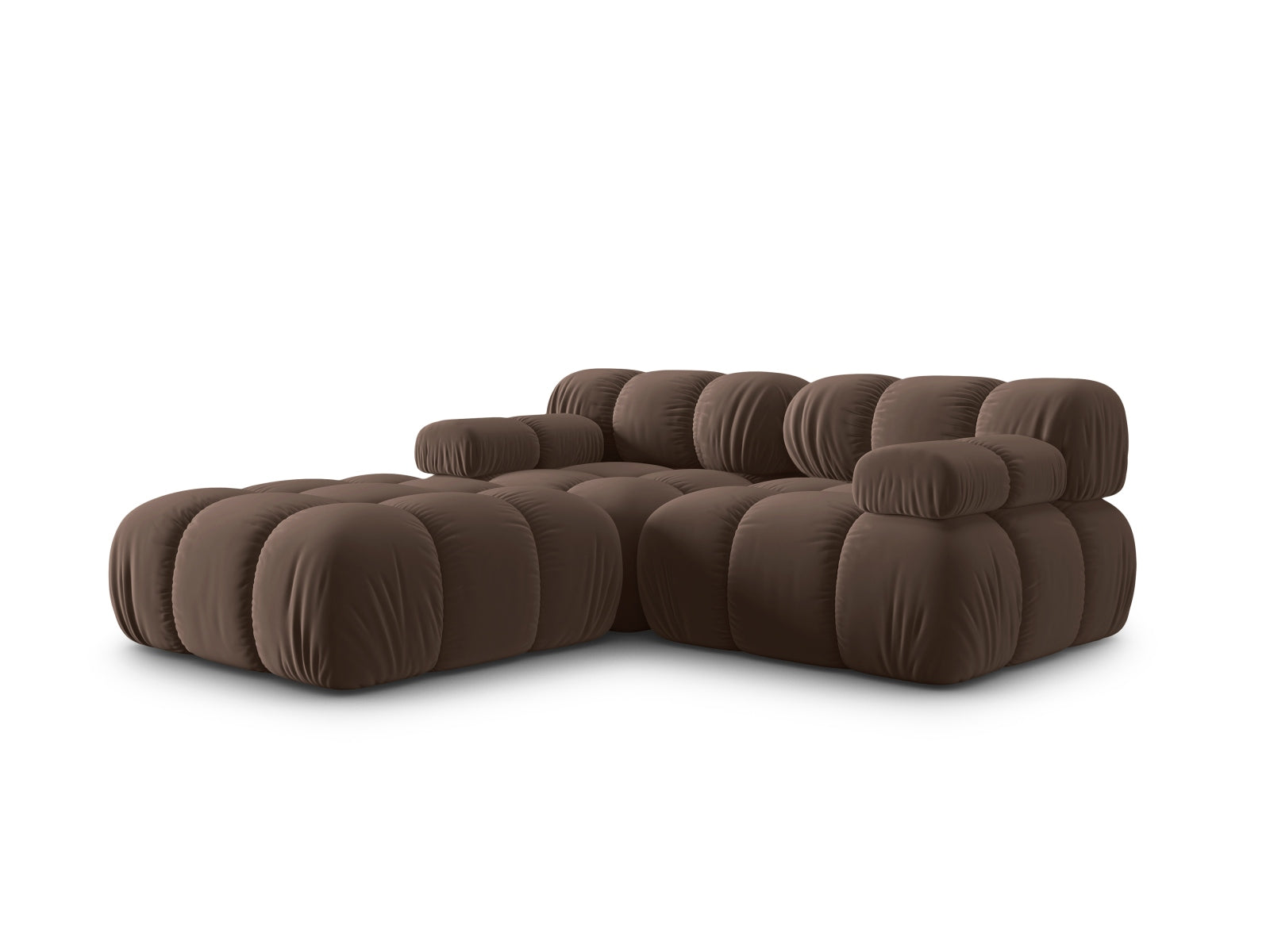 Modulares 3-Sitzer Sofa Bellis in edlem Velours, dunkelbraun, perfekt für moderne Wohnkonzepte, von Micadoni.