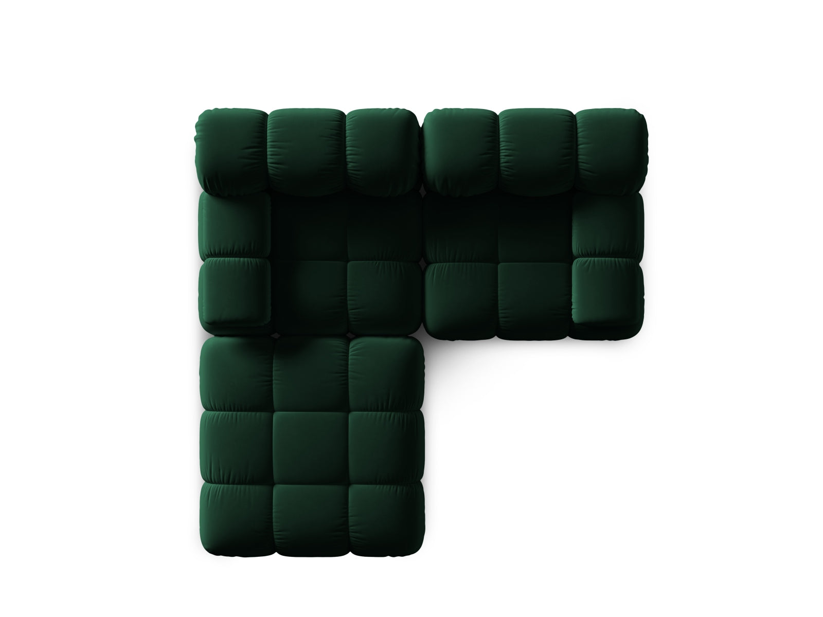 Modulares 3-Sitzer Sofa Bellis in edlem Flaschengrün, perfekt für moderne Wohnkonzepte, von Micadoni, L-Form für flexible Raumgestaltung.