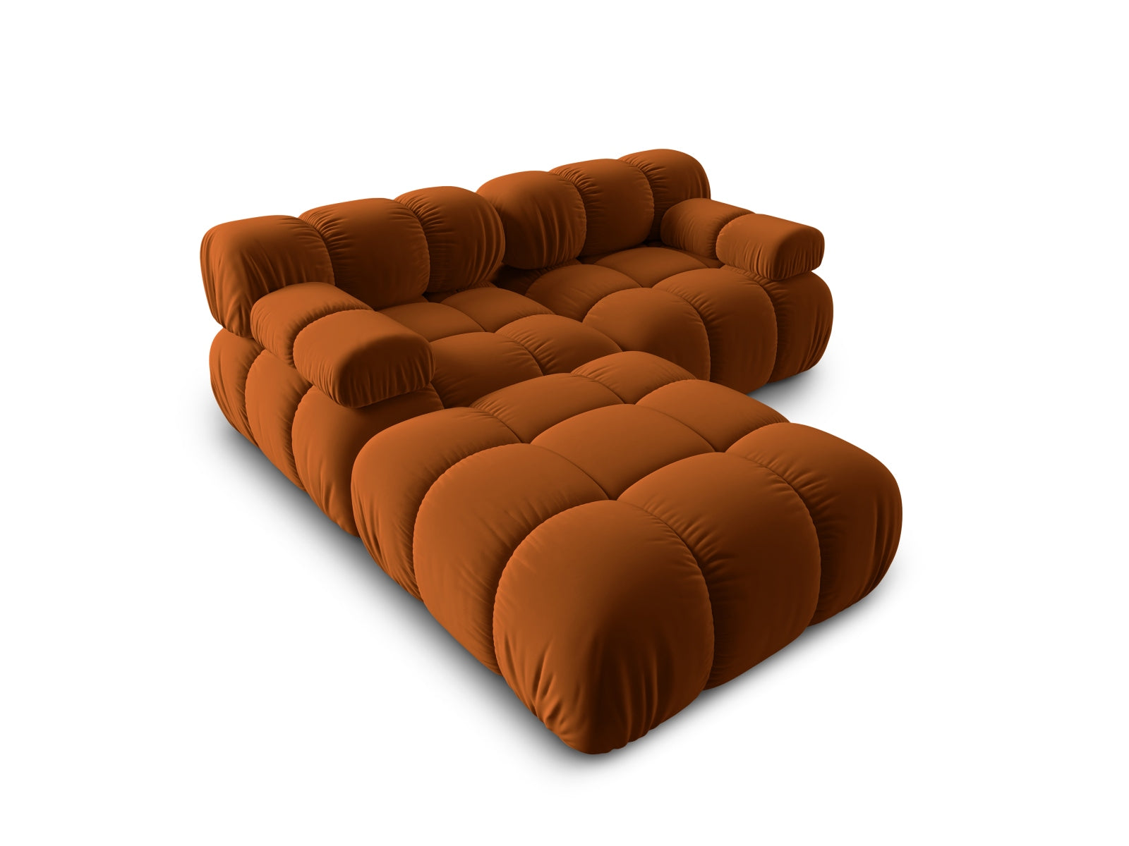 Elegantes Bellis Velour Sofa in Terracotta, 3-Sitzer, ideal für stilvolle Wohnräume, flexibel und modern von Micadoni.