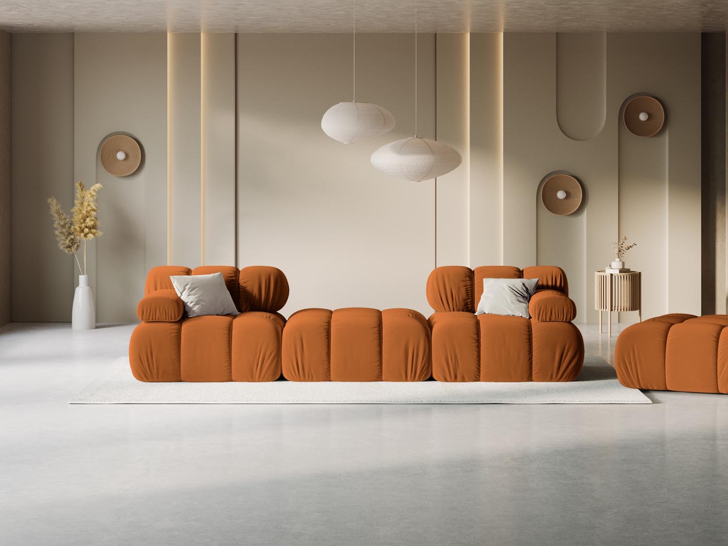 Entdecken Sie das elegante Bellis Velour Sofa 3 Sitzer von Micadoni – stilvoll, modular und perfekt für Ihr modernes Zuhause.