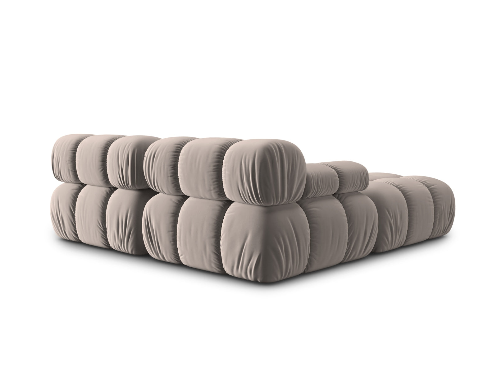 Elegantes 3-Sitzer Sofa Bellis aus weichem Velours, linksseitig, in stilvollem Cappuccino, ideal für zeitgemäße Wohnräume.