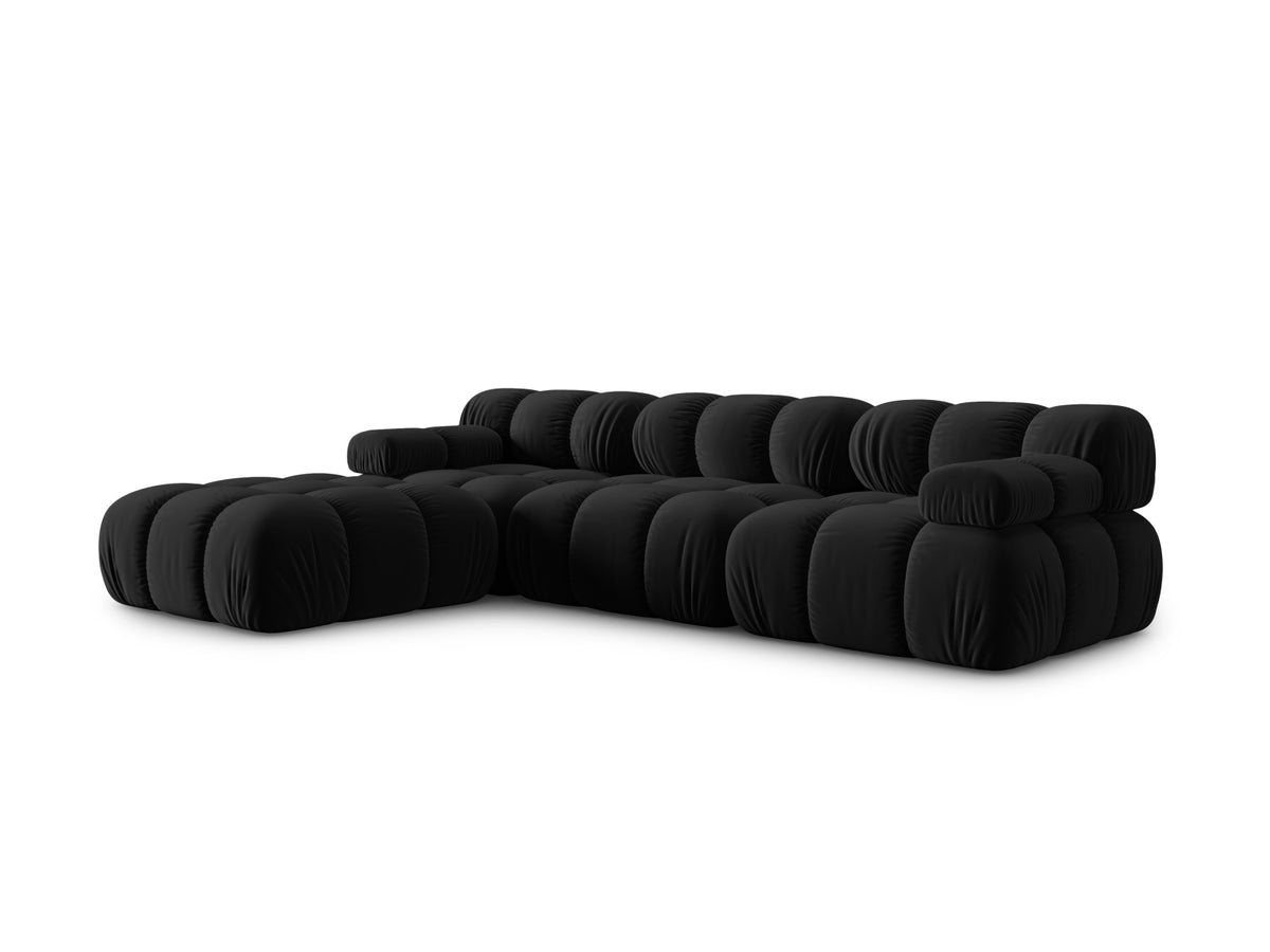 Bellis Velour modulares Sofa 4 Sitzer 188cm in Black-Bluvel präsentiert im Onlineshop von KAQTU Design AG. L-Sofa links ist von Micadoni
