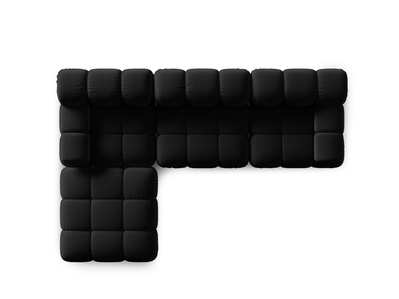 Modulares Bellis Velour Sofa in edlem Schwarz-Bluvel, 4-Sitzer, 188 cm, linksseitig, perfekt für moderne und gemütliche Wohnkonzepte.