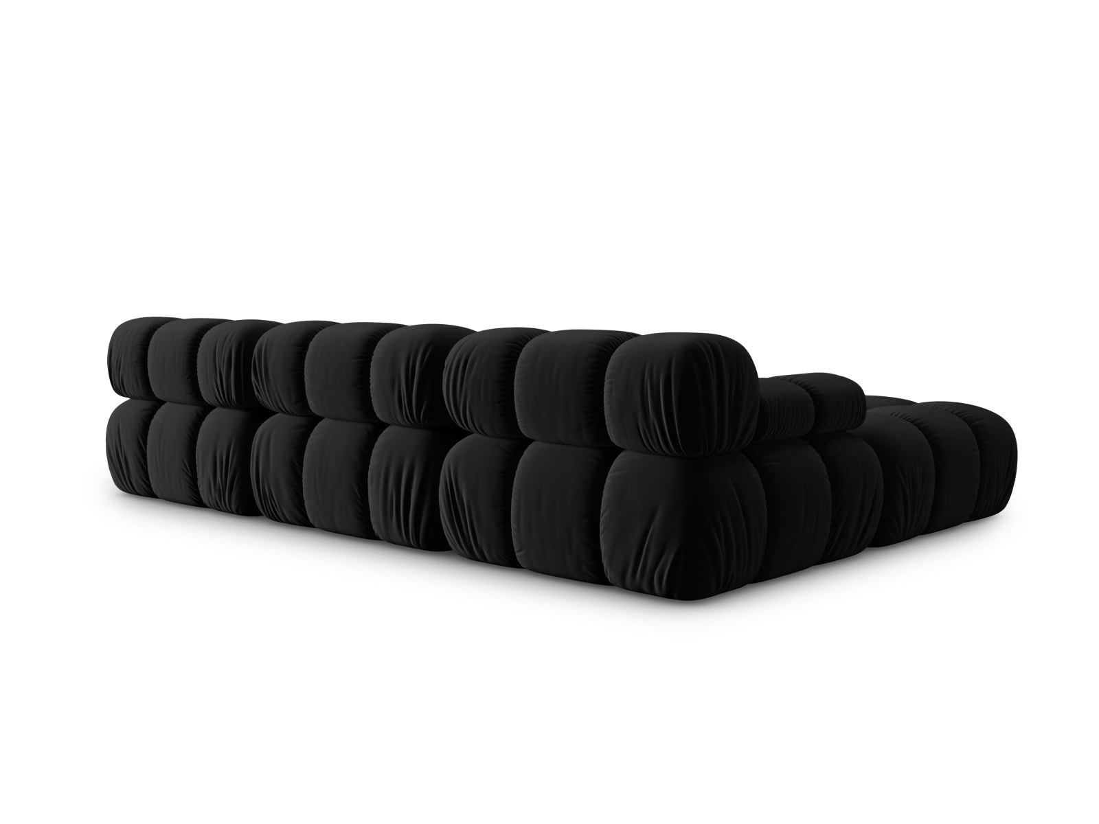 Elegantes Bellis Velour Sofa in Schwarz-Bluvel, 4-Sitzer, 188 cm, linksseitig, ideal für stilvolle und einladende Wohnräume.