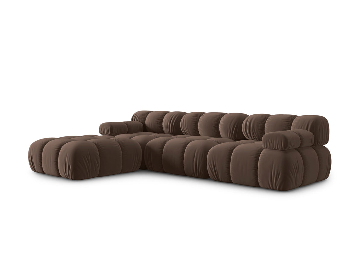 Bellis Velour modulares Sofa 4 Sitzer 188cm in Dark Brown-Bluvel präsentiert im Onlineshop von KAQTU Design AG. L-Sofa links ist von Micadoni