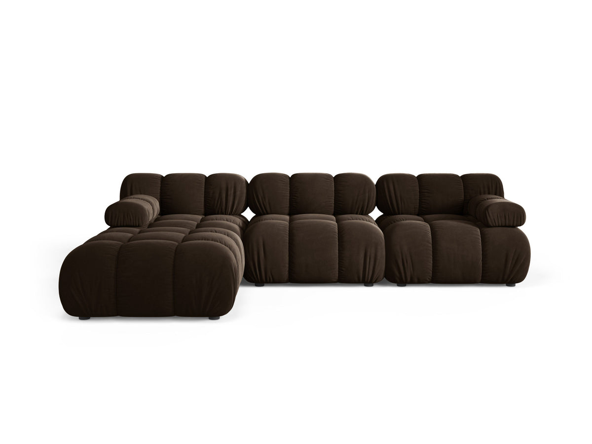 Bellis Velour modulares Sofa 4 Sitzer 188cm in Dark Brown-Bluvel präsentiert im Onlineshop von KAQTU Design AG. L-Sofa links ist von Micadoni