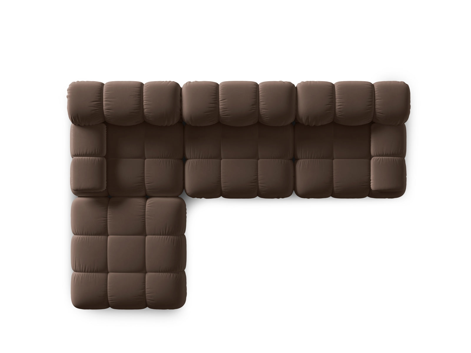 Modulares Bellis Velour Sofa in edlem Braun, 4-Sitzer, 188 cm, linksseitig, perfekt für gemütliche und moderne Wohnambiente.